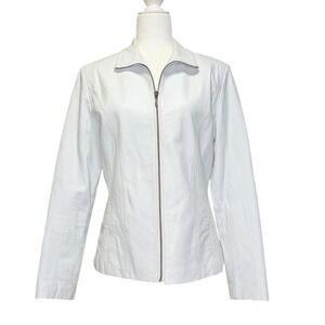 Wilsons Leather White Leather Zip-Front Jacket